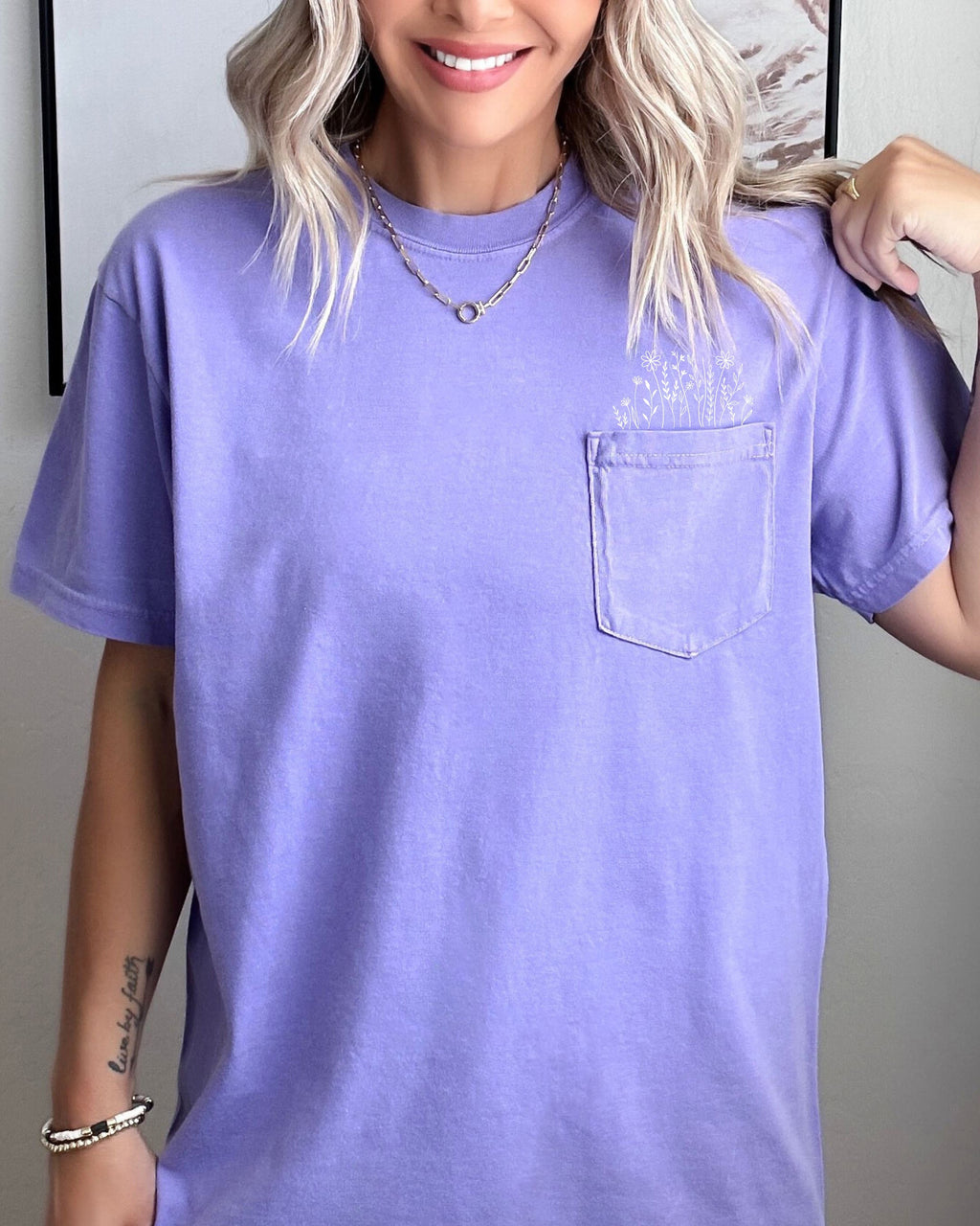 Wildflowers Comfort Colors Pocket T Shirt | Nature, Camping, Plant (new)