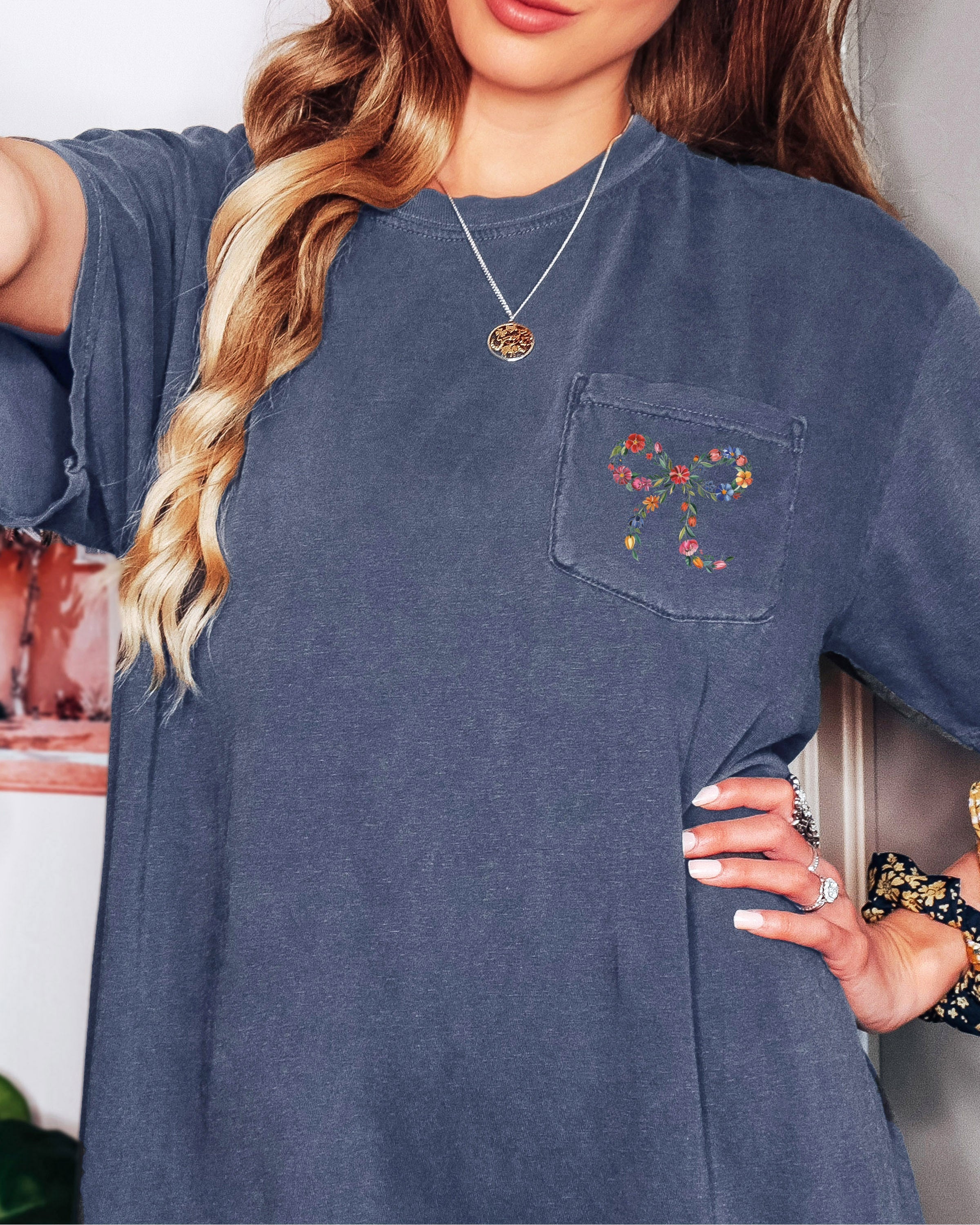 Wildflowers Ribbon Color Botanical Comfort Colors Pocket T Shirt