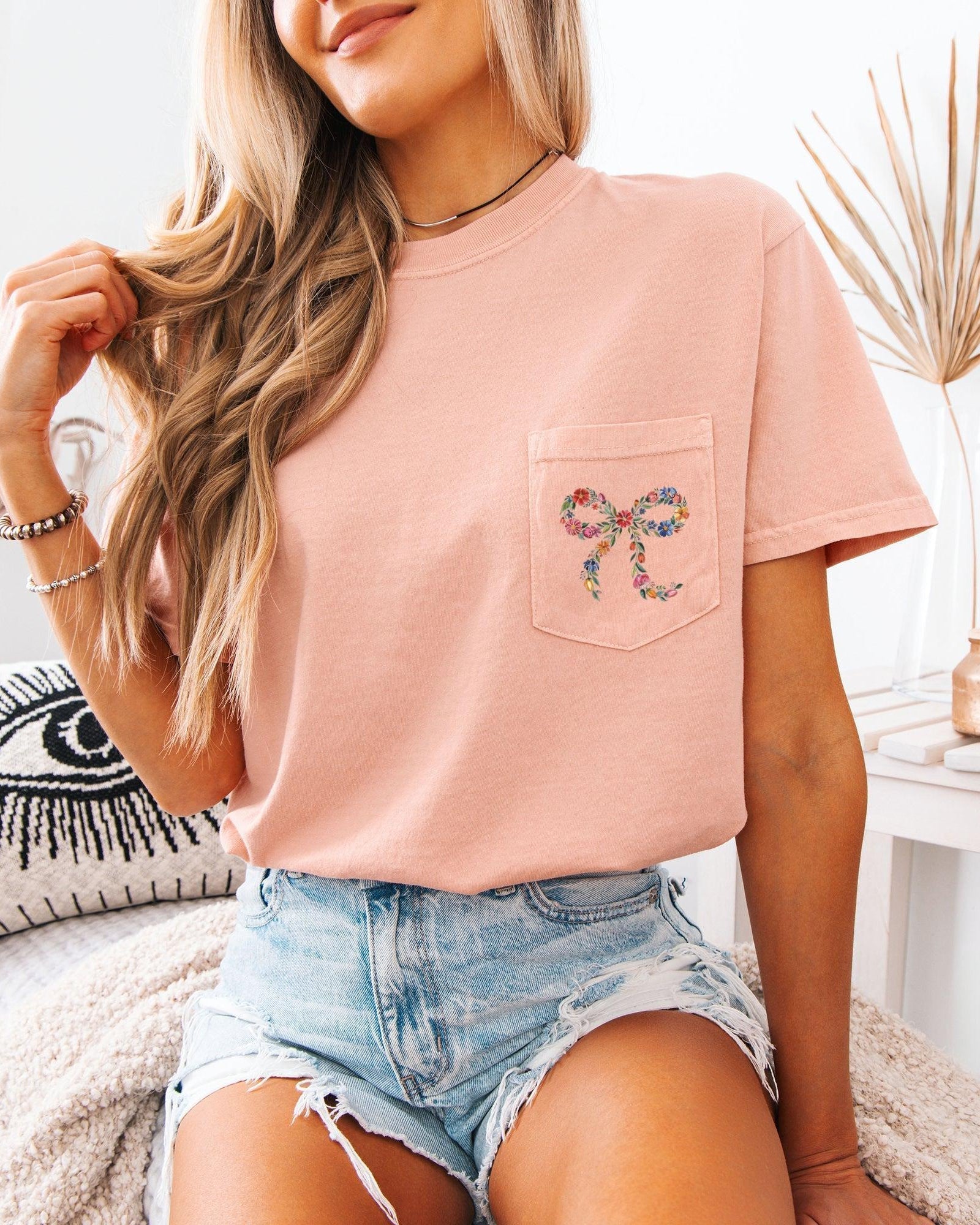 Wildflowers Ribbon Color Botanical Comfort Colors Pocket T Shirt