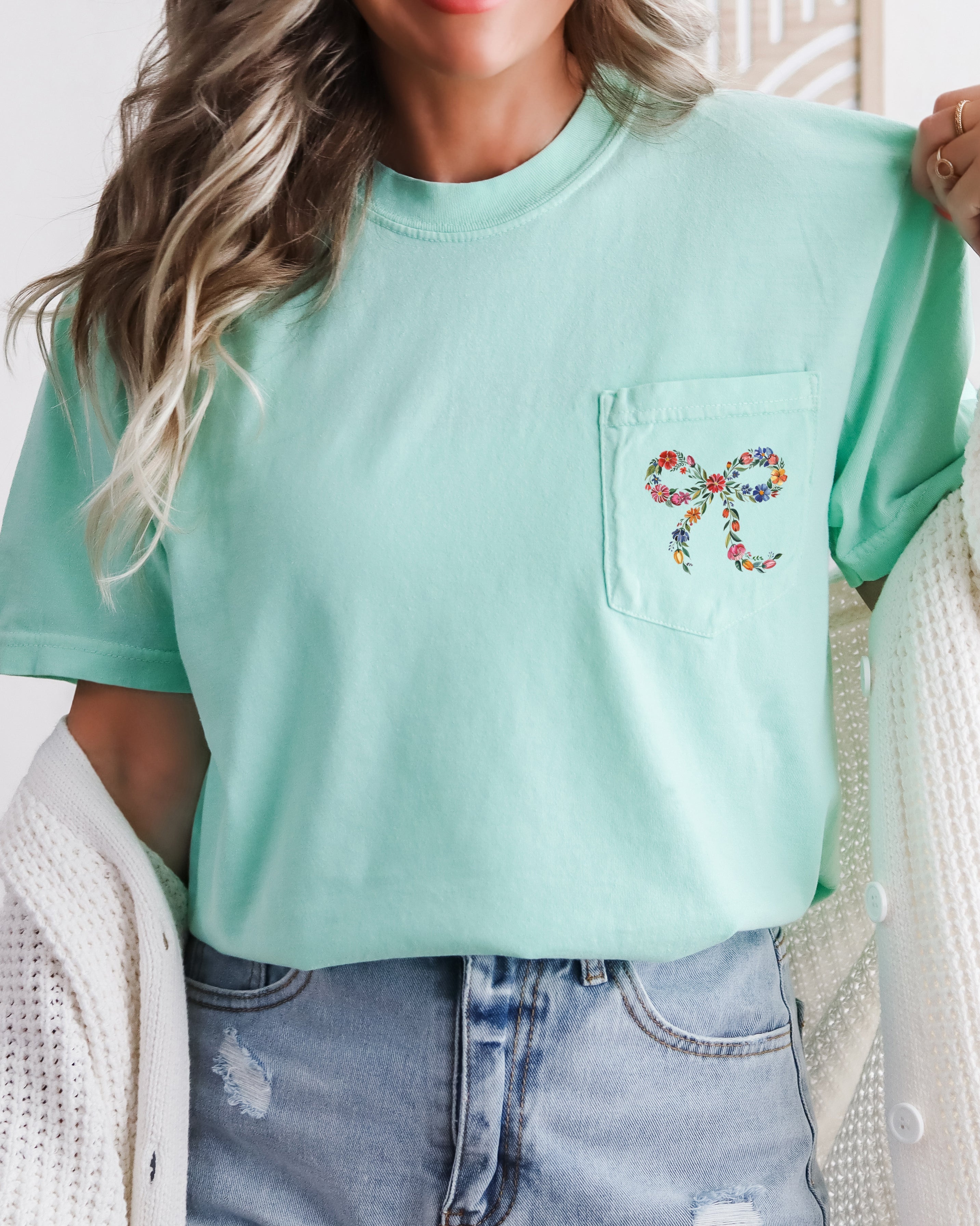 Wildflowers Ribbon Color Botanical Comfort Colors Pocket T Shirt