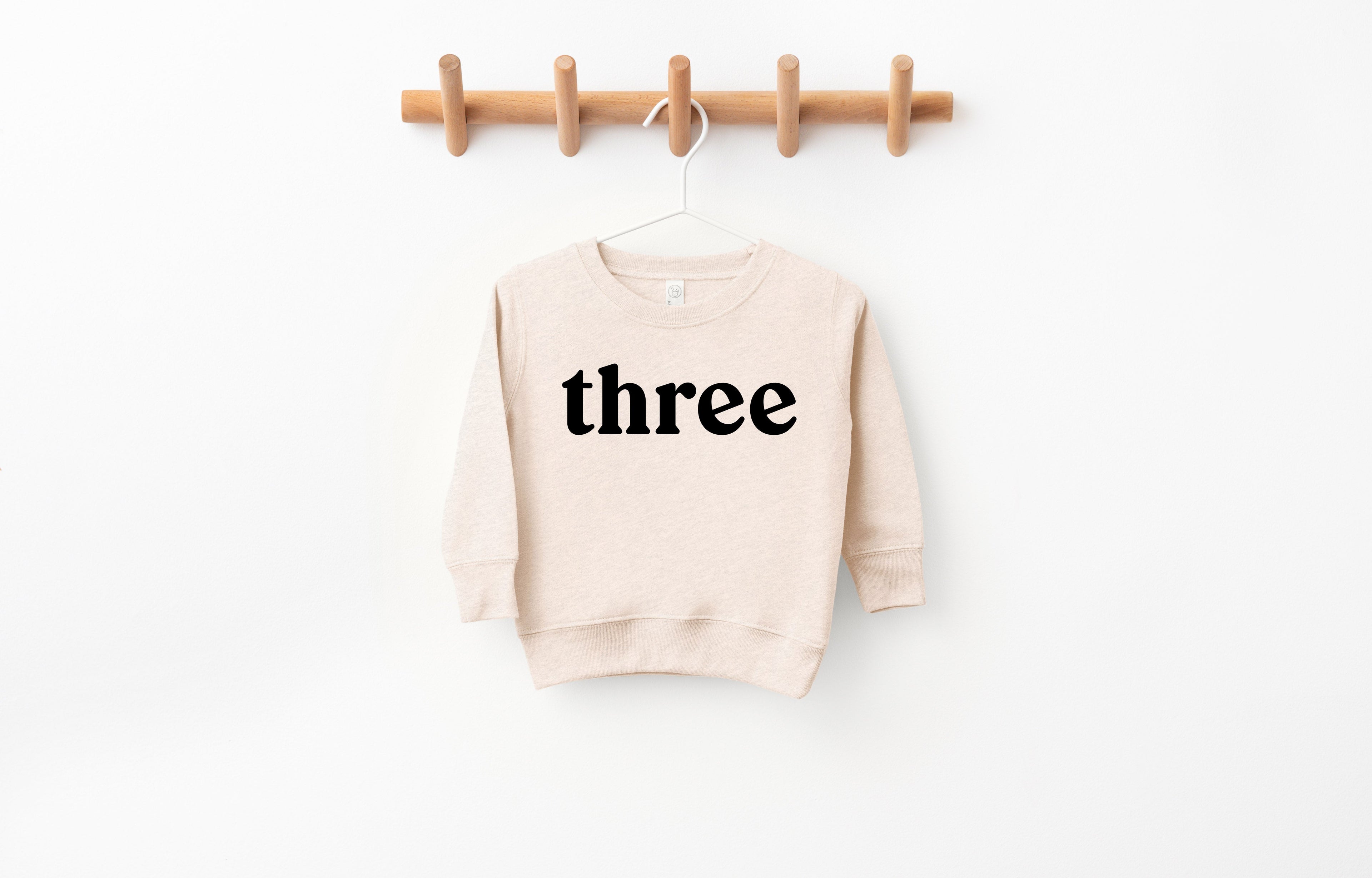 Three Toddler Kids Birthday Sweatshirt (Serif)