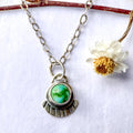 Sonoran Gold Turquoise Necklace in Sterling Silver | Small Circular Turquoise Pendant