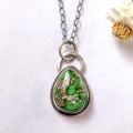 Sonoran Gold Turquoise Necklace in Sterling Silver | Small Oval Pendant